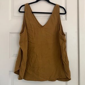 100% cotton flowy tank dark mustard